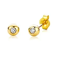 miore bijoux pour femmes clous d'oreilles avec diamant solitaire 0.06 ct boucles d'oreilles en or jaune 18 carats / 750 or