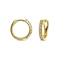 miore boucles d'oreilles pour femmes avec diamants 0.10 ct créoles en or jaune 18 carat / 750 or, bijou avec diamants et brillants