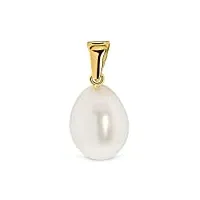 miore bijoux pour femmes pendentif perle d'eau douce blanche 8 mm pendentif en or jaune 18 carats / 750 or