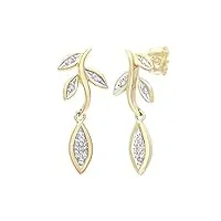 naava - boucles d'oreilles pendantes - femme - or jaune (9 carats) 1.8 gr - diamant 0.004 cts