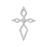 croix pendentif femme en or 18 carats blanc avec zircon blanc, 7.2 grammes