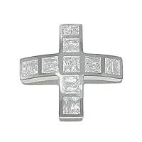 croix pendentif mixte en or 18 carats blanc avec zircon blanc, 5.3 grammes
