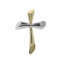 croix pendentif femme en or 18 carats blanc/jaune, 8.6 grammes