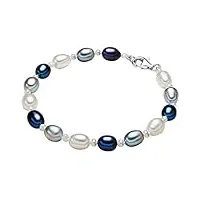 valero pearls bracelet en perles pour femme en 925/- argent sterling perle de culture d'eau douce env. 3,0-6,0 mm