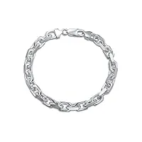 bling jewelry bracelet de chaîne ovale forzata en argent massif .925 Épais de 7 mm pour homme fabriqué en italie de 8 pouces