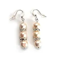 boucles d'oreilles pendantes avec perles d'eau douce crème clair (ton argenté), taille unique, perles, perle