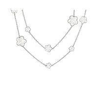 bling jewelry longue tasse tasse collier en métal pour femmes avec fleur de trèfle Àlanche en plaqué argent