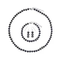 parure de bijoux 3 pièces avec 8 perles en cristal et argent 925 rodinde.