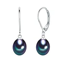 valero pearls boucles d'oreilles pour femme en 925/- argent sterling perle de culture d'eau douce env. 8,0-9,0 mm