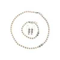 perle parure 3 pièces blanc avec perles et cristaux 8 rodinert-bague femme-argent 925/1000