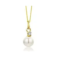 miore - mk048p - collier enfant- or jaune 750/1000 (14 carats) 1.17 gr - diamant - perles de culture d'eau douce - 40 cm