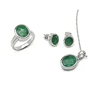 bijoux schmidt-classique ensemble collier/pendentif/boucles d'oreilles/bague à émeraude (emerald) - 11 carats