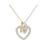 naava - collier femme avec pendentif - coeur - or jaune 375/1000 (9 cts) 1.6 gr - diamant