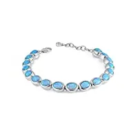 bracelet en opale bleue, de couleur vive en argent.