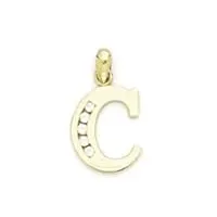 or jaune 14 carats avec zircone petit pendentif initiale c-dimensions : 14 x 8 mm-jewelryweb
