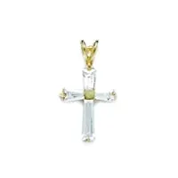 cz 14 carats or jaune pendentif croix-dimensions : 21 x 12 mm-jewelryweb