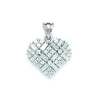 or blanc 14 carats avec pendentif en zircone cubique en forme de cœur grand format-dimensions : 21 x 16 mm-jewelryweb