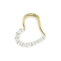 14 carats or jaune cristal cz pendentif femme-grand coeur-dimensions : 19 x 18 mm-jewelryweb