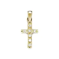 cz 14 carats or jaune pendentif croix-dimensions : 19 x 9 mm - 19 "- jewelryweb