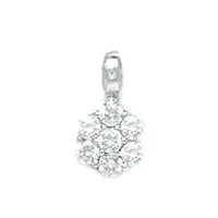 or blanc 14 carats fleur cz pendentif-dimensions : 16 x 9 mm-jewelryweb