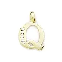 or jaune 14 carats taille q pendentif initiale en zircone cubique-dimensions : 22 x 15 mm jewelryweb -