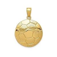 jewelryweb 14 ct or jaune poli dos ouvert soccer ball pendentif