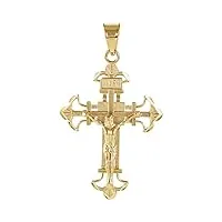 jewelryweb pendentif crucifix en or jaune 14 carats 29 x 21,5 mm
