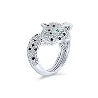 oeil vert noire cubique blanc zirconia cz mode leopard panther cat statement ring pour femmes laiton plaqué argent