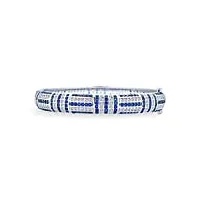 bling jewelry art deco style bleu simulée zirconia cubic zirconia cz dome statement bracelet jonc pour femmes laiton plaqué argent