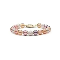14 k or bracelet perle de culture d'eau douce multicolores de qualité aaa, 17,8 cm