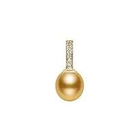 pendentif perle de culture des mers du sud de qualité aaa en or jaune 14 carats avec diamants 11-12 mm