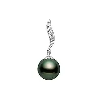 14 k or blanc noir perle de culture de tahiti de qualité aaa pearl pendentif avec diamants
