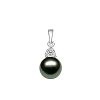 14 k or blanc noir perle de culture de tahiti de qualité aaa pearl pendentif avec diamants