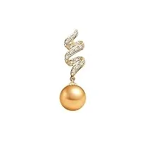 perle de culture de mer du sud d'or pendentif en or jaune 18 k avec diamant de qualité aaa