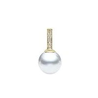 pendentif perle de culture de mer du sud blanc or jaune 14 k avec diamants de qualité aaa