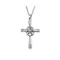 bling jewelry collier de pendentifs en forme de croix claddagh avec nœud celtique trinité pour femmes ados en argent sterling 925 oxydé