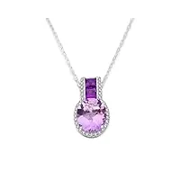 miore collier pour femmes avec pendentif pierre précieuse amethyst violet et diamants 0.25 ct chaîne en or blanc 14 carat / 585 or, bijou avec diamants et brillants