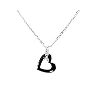 stella maris – collier femme – pendentif en forme de coeur – argent sterling 925 et premium en céramique noire – diamant – 45 cm – stmj6–161b