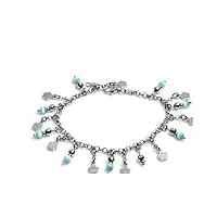 petits merveilles d'amour - bracelet femme - argent fin 925/1000 - aqua bleu oeil de tigre