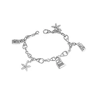 petits merveilles d'amour - bracelet femme - argent fin 925/1000 - fleur, domino & cadenas