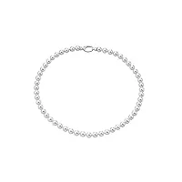 majorica - collier court avec perles - collection eternal - en argent rhodié - perles blanches rondes de 7 mm - longueur 45 cm - fermoir type grand mousqueton