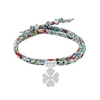 les poulettes bijoux - bracelet double tour lien liberty et trèfle argent - classics - multicolore
