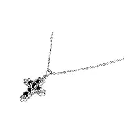 petits merveilles d'amour - collier femme - argent fin 925/1000 / noir - oxyde de zirconium croix
