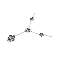 petits merveilles d'amour - collier femme - argent fin 925/1000 noir - oxyde de zirconium fleur de lise