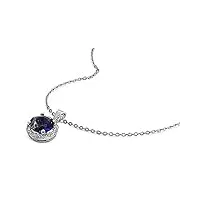 petits merveilles d'amour - collier femme - argent fin 925/1000 saphir bleu, oxyde de zirconium