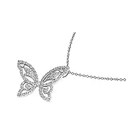 petits merveilles d'amour - collier femme - argent fin 925/1000 - oxyde de zirconium papillon