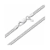 amberta® bijoux - collier - chaîne argent 925/1000 - maille losange gourmette - largeur 2 mm - longueur 40 45 50 55 cm (55cm)