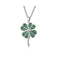 bling jewelry collier pendentif en argent sterling .925 avec trèfle À quatre feuilles, symbole de la chance, en forme de trèfle irlandais saint patrick pour femmes et adolescentes