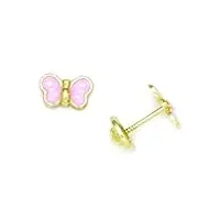 or jaune 14 carats papillon en émail rose dore cone spikes screwback petites boucles d'oreille : 5 jewelryweb x 7 mm -