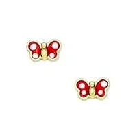 or jaune 14 carats papillon en émail rouge et dore cone spikes screwback petites boucles d'oreille : 5 x 7 mm-jewelryweb